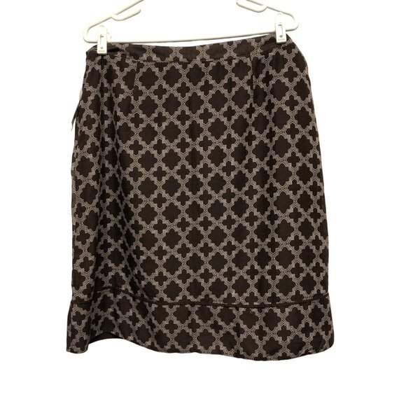 Jaclyn Smith Skirt Womens Sz 16 Brown White Lined Lightweight A-Line Office NEW - Picture 4 of 10
